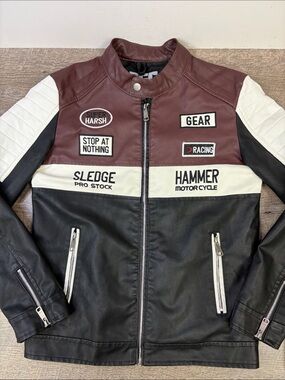 CHOR Clothing Company Faux Leather Moto Racing Jacket Men’s Small